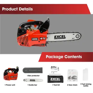 Excel 12" Petrol Chainsaw 25cc Heavy Duty Wood Saw