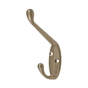 8 x Satin Nickel Metal Double Hat and Coat Hooks, Door & Wall Robe Dress Hangers