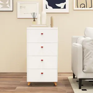 COSTWAY 4-Drawer Dresser Bedroom Chest of Drawers with Removable Organizer Tray