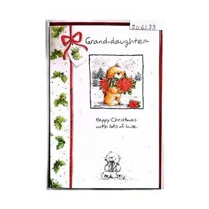 Grand Daughter Happy Christmas With Lots Of Love Bouquet Greetings Card White/Green/Red (One Size)