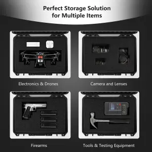 Costway Portable Waterproof Hard Case Shockproof Camera Case with Customizable Fit Foam