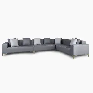 Emelda Grace Cloud Large Rectangle Corner Sofa - Right Hand - Dark Grey