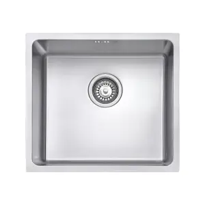 JASSFERRY Undermount Stainless Steel Kitchen Sink 1 Single Deep Square Bowl, 490 x 440 mm