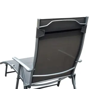 Outsunny Sun Lounger Recliner Foldable 7 Levels Textilene Grey Patio