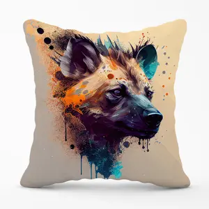 Hyena Face Splashart Light Background Outdoor Cushion 45cm x 45cm