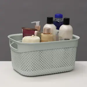 JVL Droplette Design Plastic Storage Basket, One Size, Handles, Grey