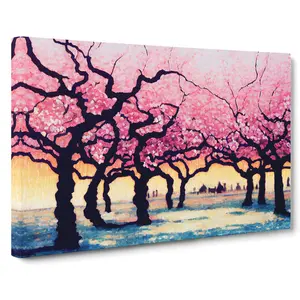 Enigmatic Cherry Blossom Trees - Wrapped Canvas Print 50cm H x 76cm W x 3cm D