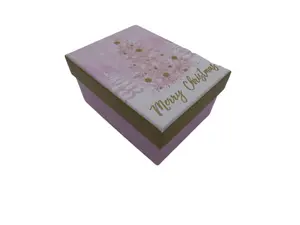 Small Christmas Gift Boxes With Lid Set of 4 Pink and Gold 11cm x 8cm