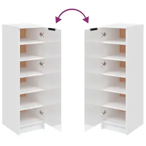 Berkfield Shoe Cabinet High Gloss White 30x35x100 cm Engineered Wood