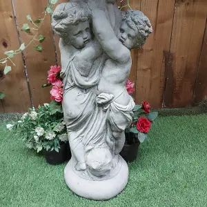 Stone Birdbath Twin Cherub Design