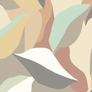 Hoopla Walls Leafy Patchwork Caramel & Mint Smooth Matt Wallpaper