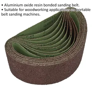 5 Pack of 100mm x 610mm Sanding Belts - 24 Grit Aluminium Oxide for Woodworking