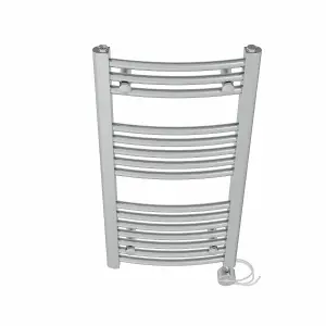 Right Radiators Prefilled Thermostatic Electric Heated Towel Rail Curved Ladder Warmer Rads - Chrome 800x400 mm