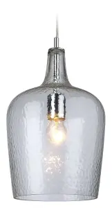 Luminosa Glass 1 Light Dome Ceiling Pendant Chrome, Clear Glass, E27