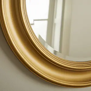 Wall Mirror Hamilton Round Shape with Gold Carved Frame -H 66 cm x W 66 cm for Hanging in Bedroom or Living Room above a Dresser