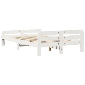 Berkfield Bed Frame without Mattress White 135x190 cm Double Solid Wood Pine