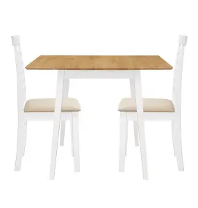 Hallowood Furniture Ledbury Drop Leaf Rectangular Table with 2 Chairs in White Painted and Oak Finish