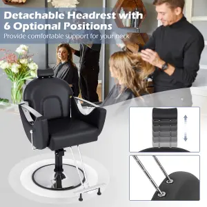 COSTWAY Adjustable Barber Chair 360 Swivel Reclining Salon Chair for Hair Stylist