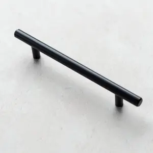 128mm Matt Black Cabinet Handle T-Bar Cupboard Door Drawer Pull Wardrobe Furniture Replacement Upcycle