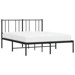 Berkfield Metal Bed Frame with Headboard Black 140x200 cm