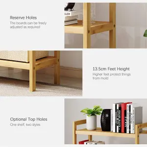 4-Tier Bamboo Adjustable Book Shelf Bookcase Bathroom Shelves Freestanding