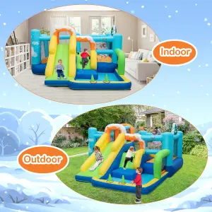 Costway 7-in-1 Jumbo Inflatable Bounce Castle Kids Jumping House w/ Long Slide