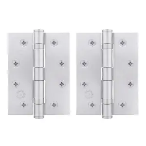 AFIT Satin Chrome Door Hinges - 4 Inch / 102mm  Internal Fire Door Hinges - 1 Pair