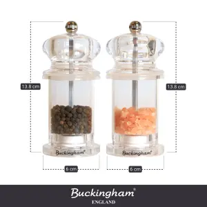 Buckingham Clear Acrylic Salt & Pepper Mill Set 13.5 cm