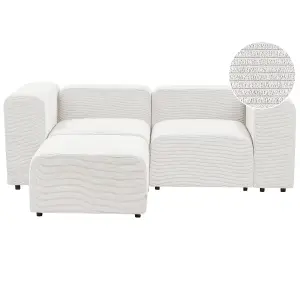 2 Seater Modular Corduroy Sofa with Ottoman White FALSTERBO