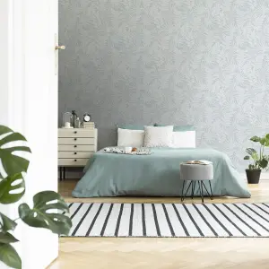 Superfresco Easy Fern Duck egg Leaves Smooth Wallpaper