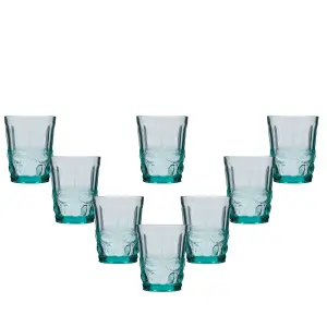 Set of 8 Vintage Luxury Turquoise Drinking Glass Whiskey Glass Tumblers 240ml