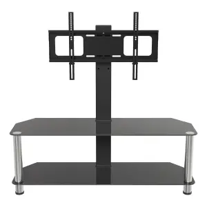 AVF Black Glass 1.14m TV stand with TV Mounting Column