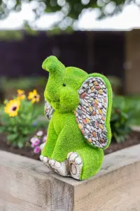 Elephant Garden Ornament with Flocked Moss