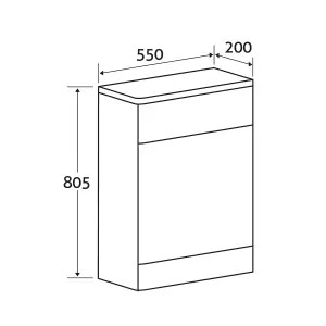 Emery Textured Black Back to Wall Toilet WC Unit (H)805mm (W)550mm