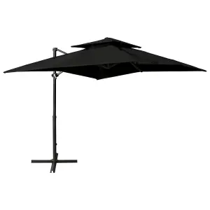 Berkfield Cantilever Umbrella with Double Top 250x250 cm Black