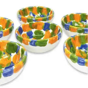 Petalo Hand Painted Ceramic Tapas Bowls in Blue Set of 6 x 9cm