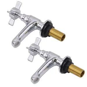 Rinse Bathrooms Basin Pair Traditional Bathroom Sink Taps Mixers Ceramic Lever Bath Tub Tap Chrome