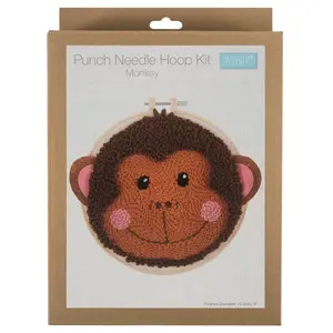 P/NEEDLE MONKEY - Punch Needle Kit: Yarn and Hoop: Monkey - Trimits