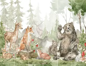 Walltastic Forest Friends Multicolour Smooth Wallpaper Mural 8ft high x 10ft wide