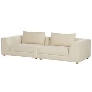 Beliani Modern 3 Seater Sofa Beige LERMON