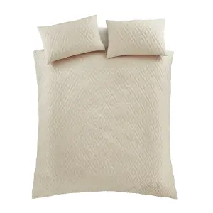 Catherine Lansfield Jacob Geo Soft Touch Double Duvet Cover Set with Pillowcases Natural