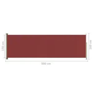 Berkfield Patio Retractable Side Awning 160x500 cm Red