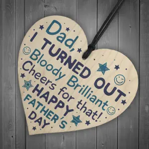 Red Ocean Fathers Day Funny Gifts Novelty Wooden Heart Sign Present Dad Gift From Daughter Son