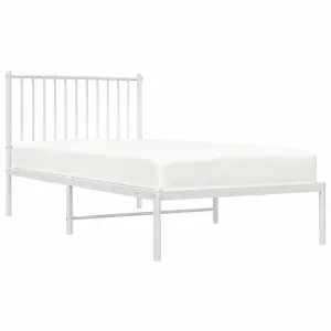 Berkfield Metal Bed Frame with Headboard White 90x190 cm 3FT Single