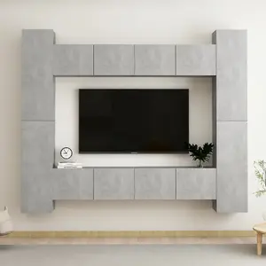 Berkfield 8 Piece TV Cabinet Set Concrete Grey Engineered Wood