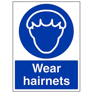 Wear Hairnets Catering Hygiene Sign - Adhesive Vinyl - 300x400mm (x3)