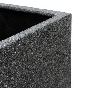 Primrose Poly Terrazzo Stone Small Black Outdoor Patio Trough Planter 80cm