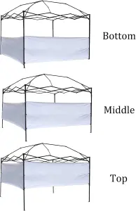 Two Half Walls 2pcs Half Sidewall Sunwall Panel Wall for Pop Up Canopy Gazebo Tent Shelter 10x10 10x15 10x20 Vertical Leg