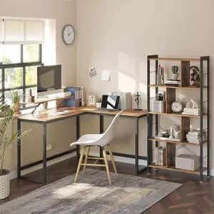 VASAGLE Computer Desk, L-Shaped Writing Workstation, Industrial Corner Desk With Monitor Stand, for Home Office Study Writing