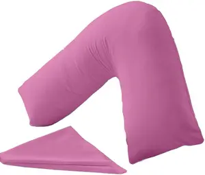 Orthopaedic V-Shaped Pillow Extra Cushioning Support For Head, Neck & Back (Fuchsia, V-Pillow With Cover